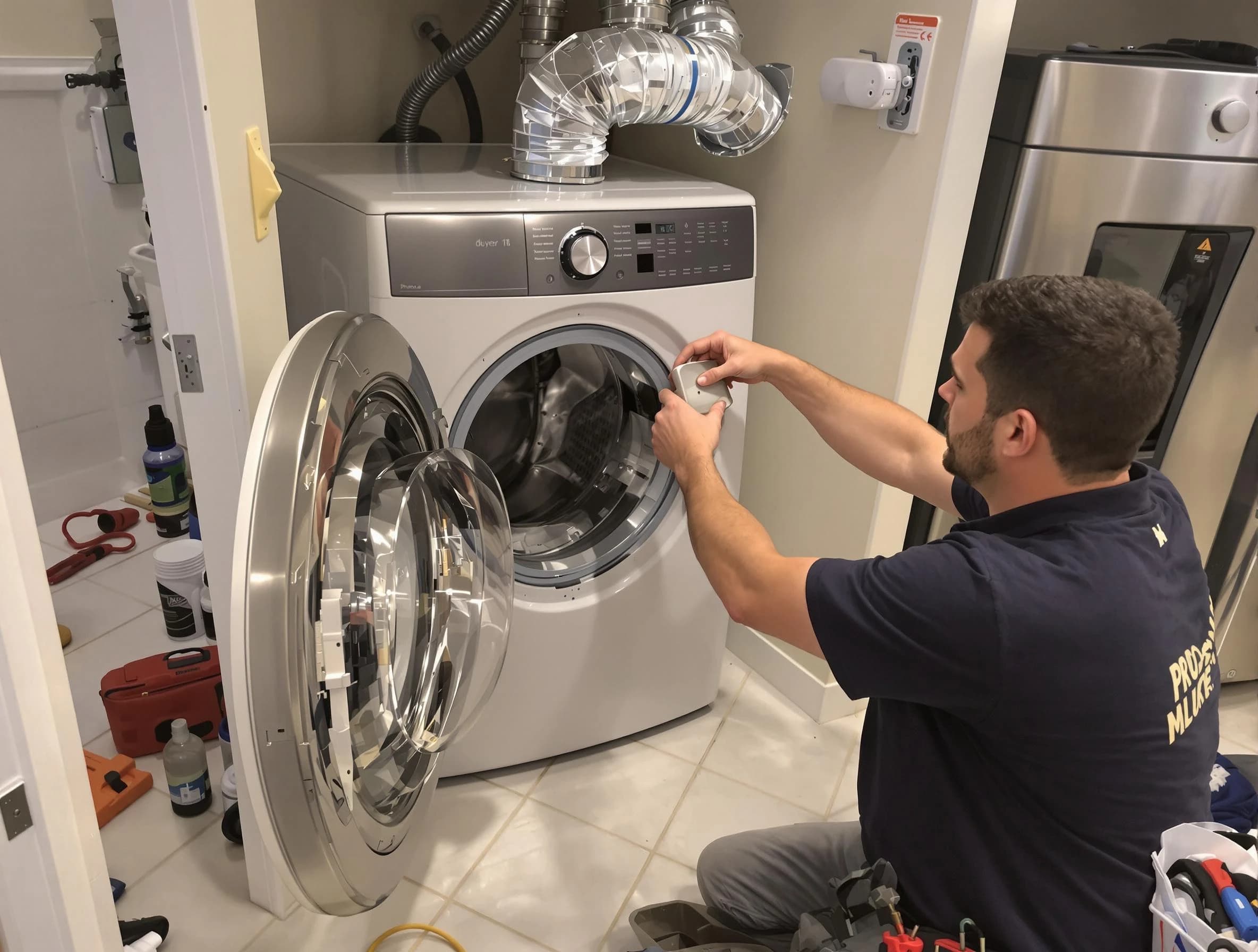 Parker Dryer Vent Cleaning technician performing precise dryer vent hose installation in Parker